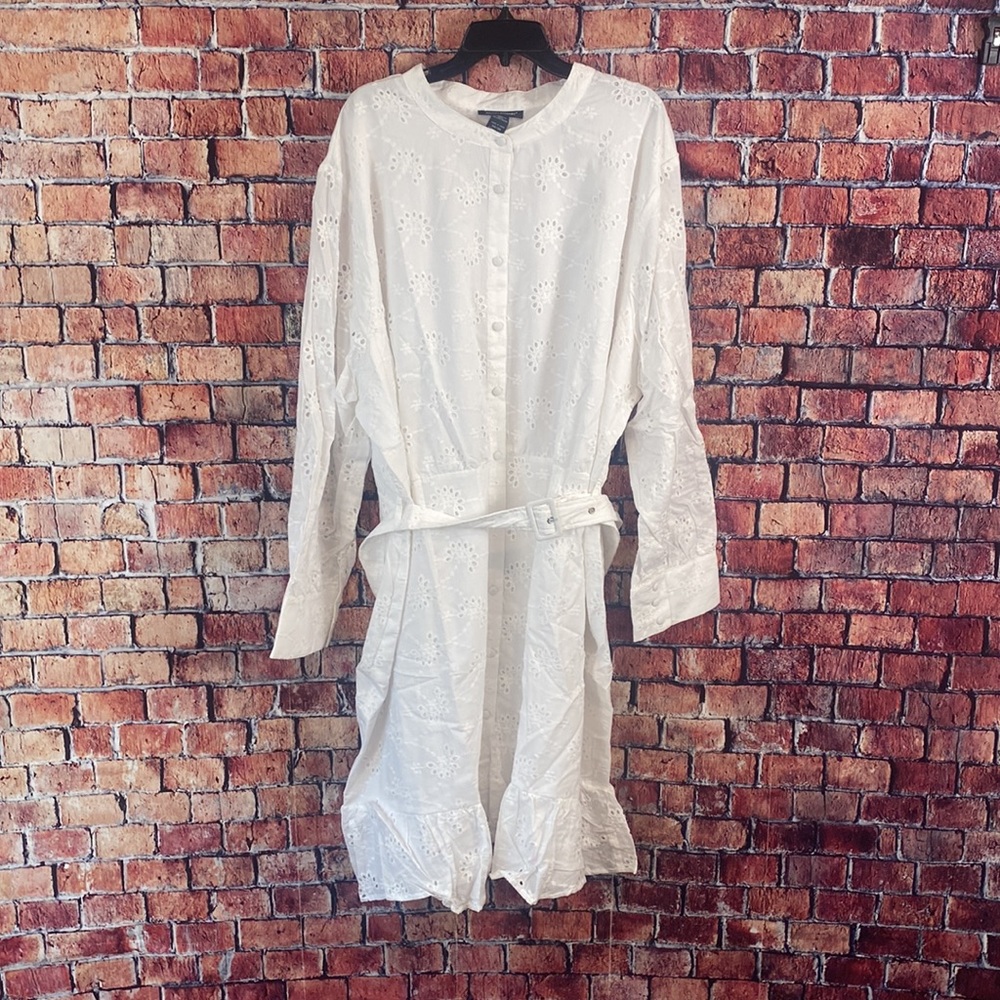 ⭐️ Ashley Stewart Eyelet Cotton Shirtdress ⭐️ FINAL SALE ⭐️